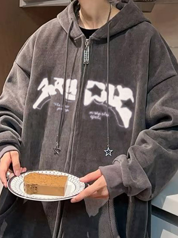 Men’s Flocking Star Print Oversized Hoodie