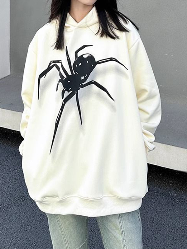 Street Spider Print Oversized Hoodie