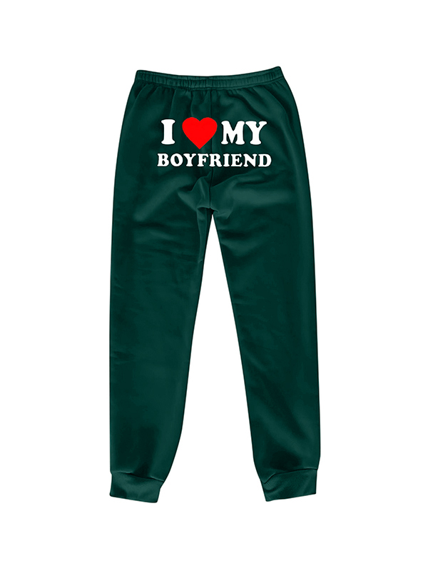 Letter Print Bound Feet Sweatpants