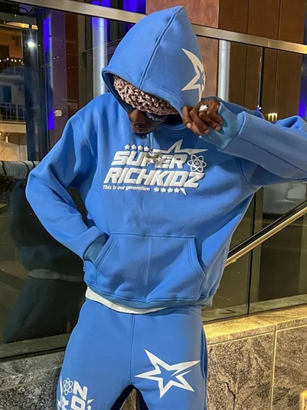 Men’s Street Star Letter Print Oversized Hoodie