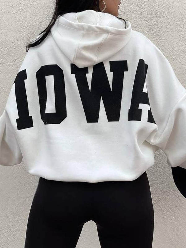 Letter Print Short Oversized Hoodie