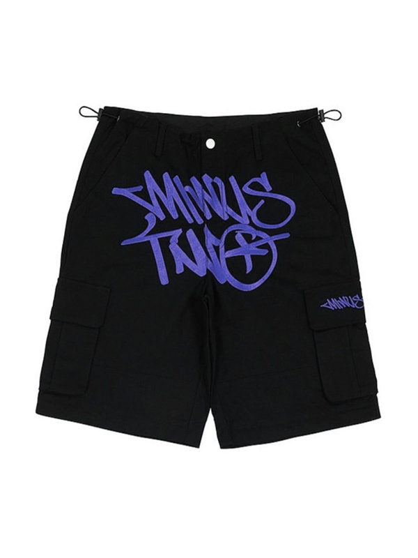 Hip Pop Contrast Letter Print Drawstring Shorts