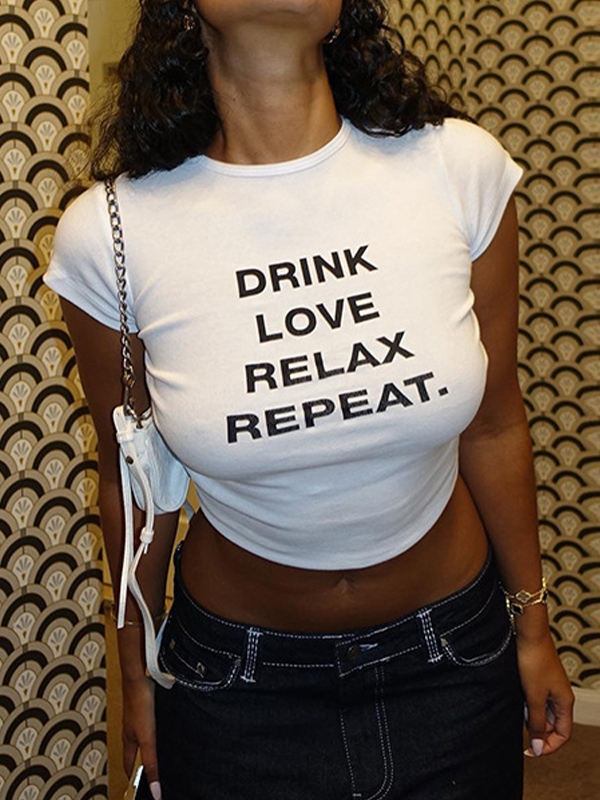 Letter Print Short Sleeve Tee