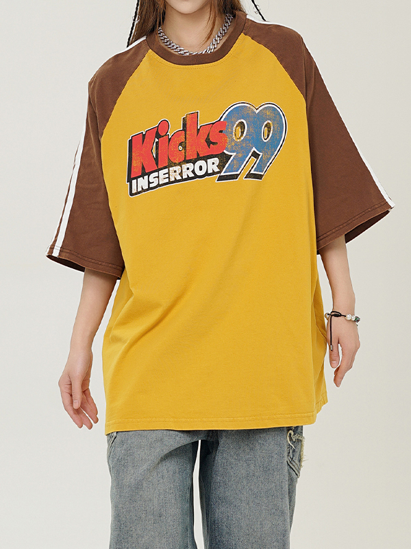 Raglan Sleeves Print Oversized Short Sleeve Tee