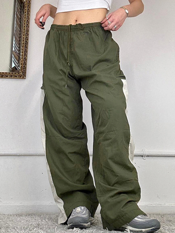 Contrast Color Street Loose Cargo Pants