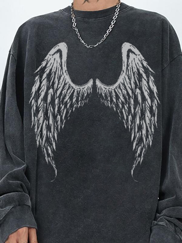 Men’s Wings Print Oversized Long Sleeve Tee