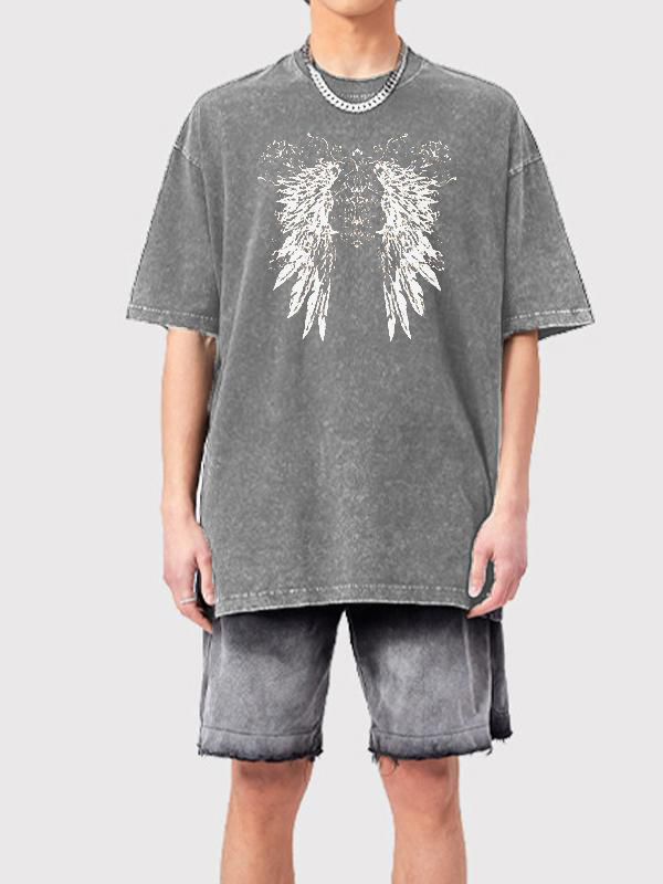 Men’s Wings Print Oversized Short Sleeve Tee