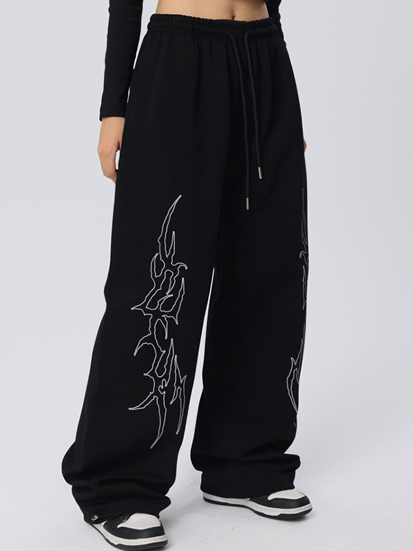 Vintage Print Loose Sweatpants