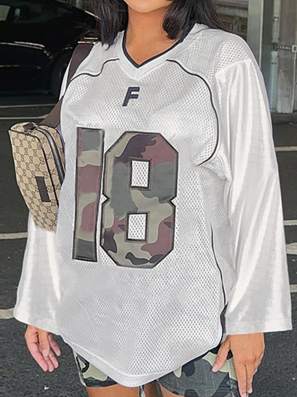 Lettering Printed Long Sleeves Tee