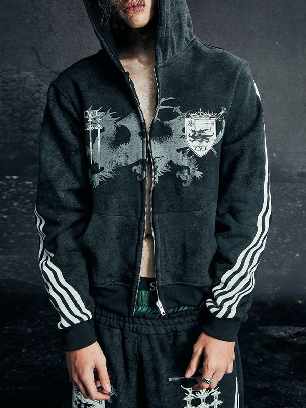 Oversized Hoodie with Lettering Stripes