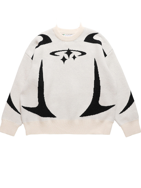Motorcycle Print Oversized Sweaters