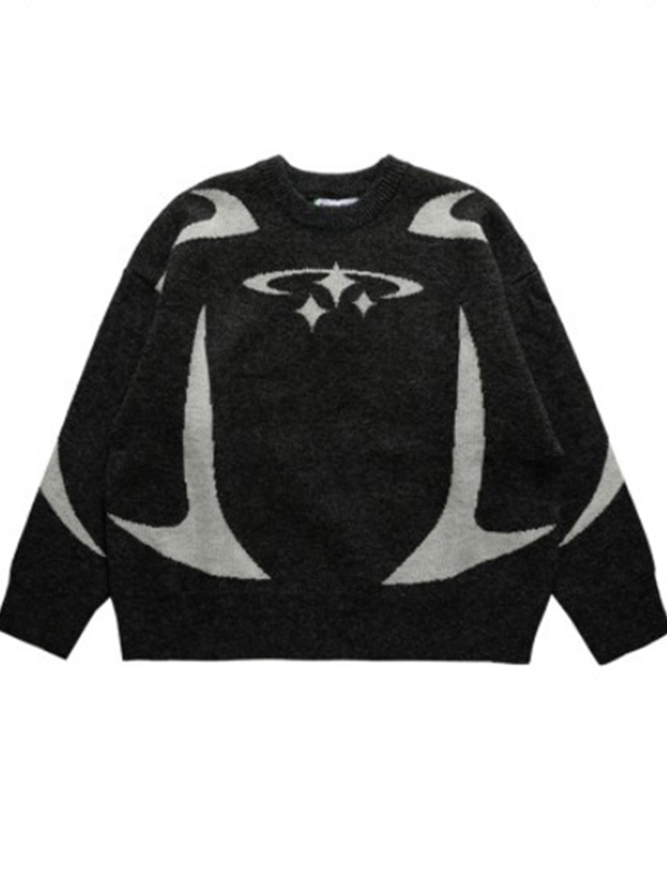 Motorcycle Print Oversized Sweaters