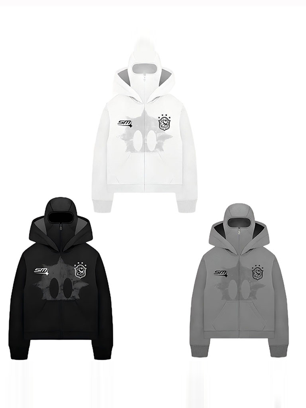 Men’s Street Letter Print Double Hat Oversized Hoodie