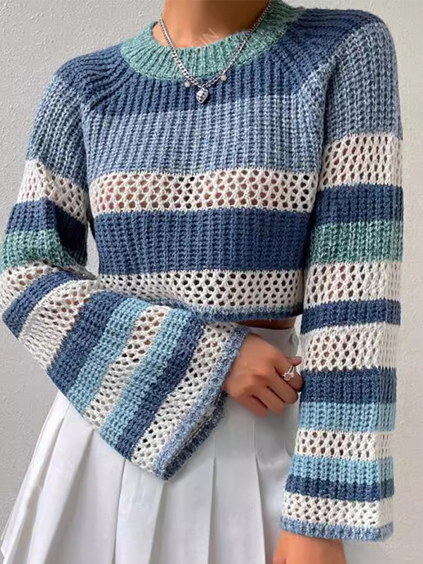Stripe Print Oversized Sweaters