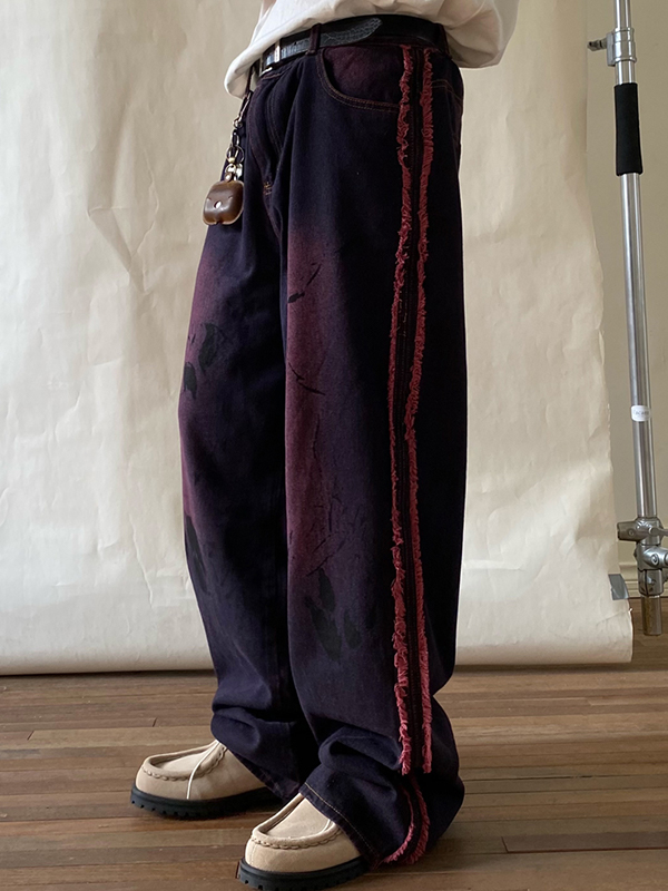 Men’s Vintage Raw Edge Loose Jeans