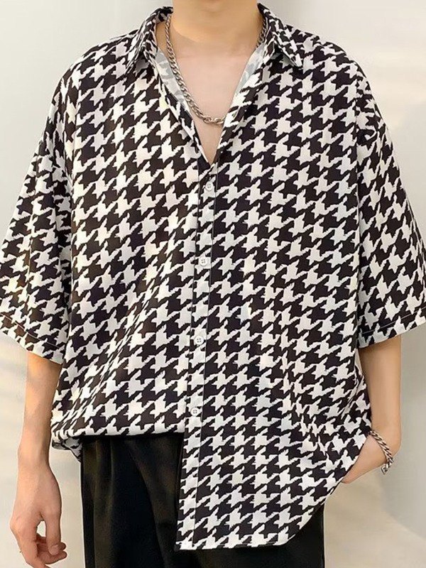 Men’s Houndstooth Button Down Shirt
