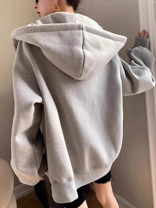 Slouchy Loose Cardigan Zip Up Hoodie