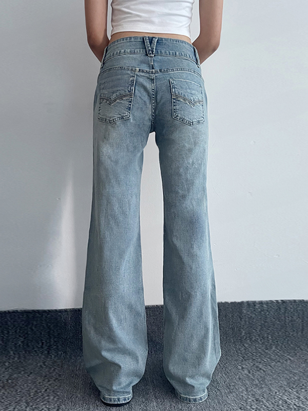 Double Breasted Low Rise Bootcut Jeans