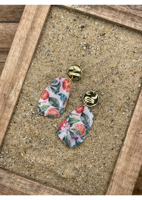 Pendientes colgantes estampados en naranja