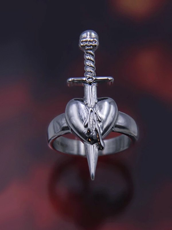 Punk Dagger Heart Ring