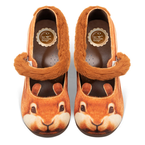 ¿Chocolaticas? Zapatos de tacón medio estilo Mary Jane de Nutty Cheeks para mujer.