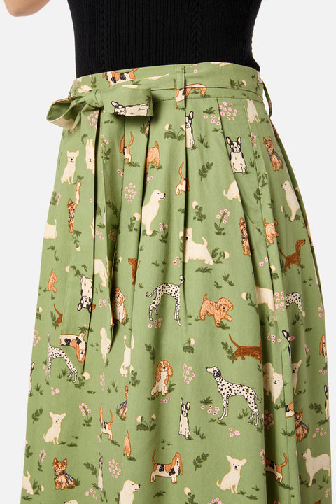 Falda midi con perritos adorables