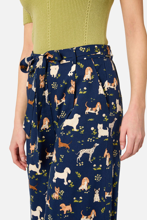 Pantalones culotte de pierna ancha con estampado de perros adorables