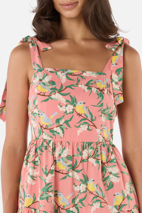 Vestido midi escalonado Yellow Robin