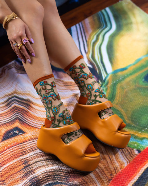 Calcetines transparentes con diseño del Árbol de la Vida