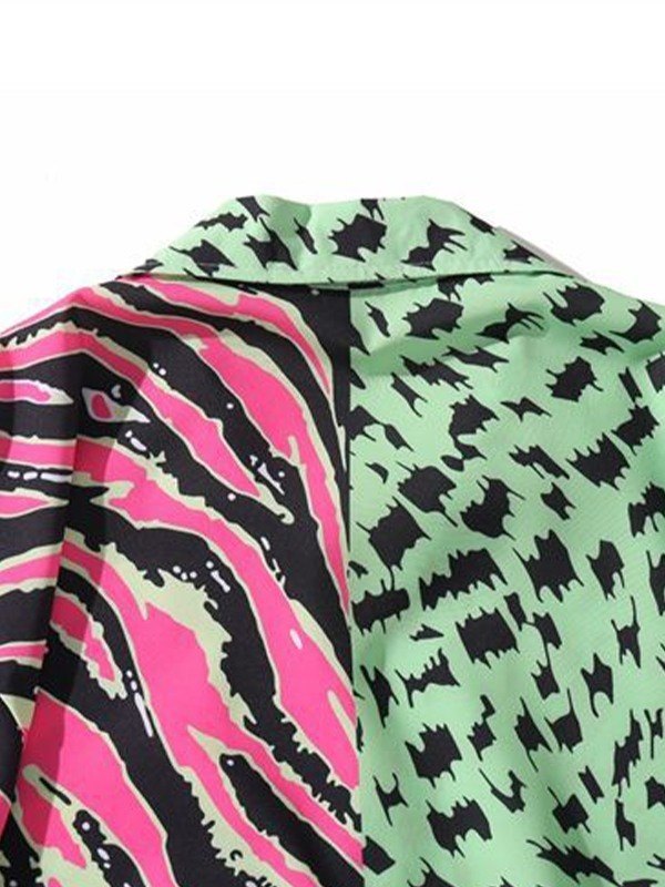 Men’s Patchwork Animal Print Shirt