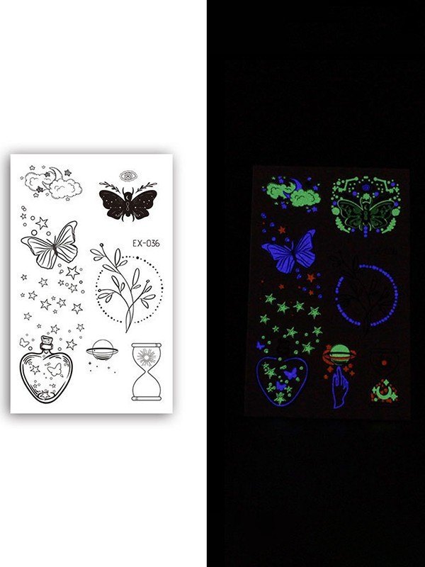 1sheet Luminous Star Butterfly Tattoo Sticker