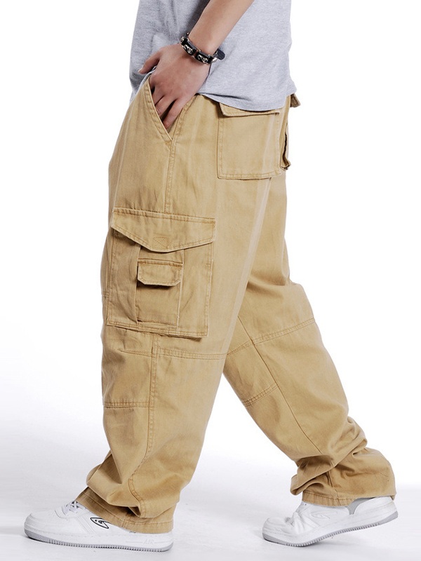 Men’s Buckle Belt Loose Cago Pants