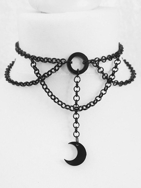 Star Moon Charm Chain Choker