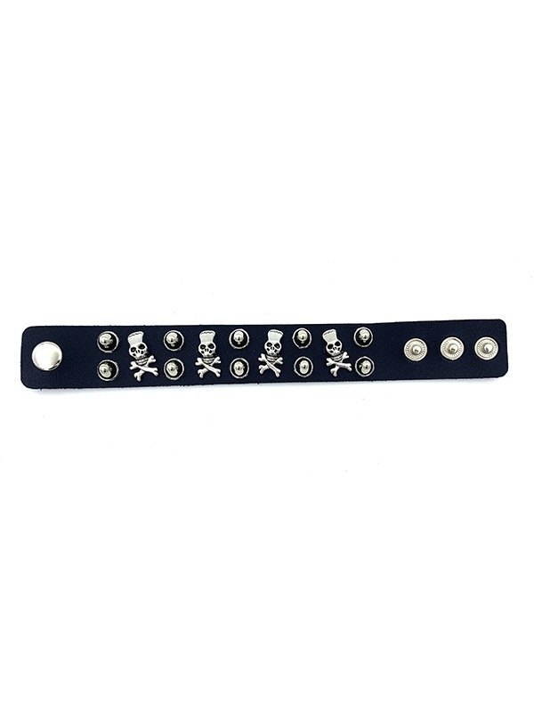 Metal Embellished Chunky Pu Leather Bracelet