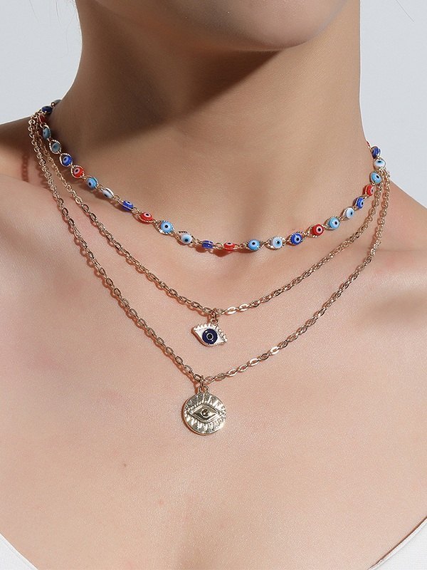 Devil Eye Charm Multi Layered Necklace