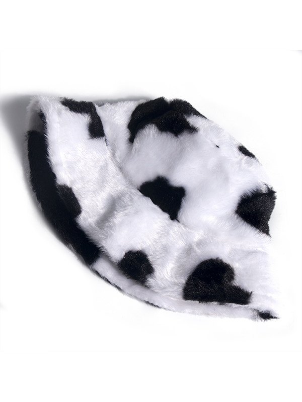 Cow Pattern Fuzzy Bucket Hat
