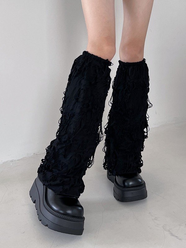 Solid Color Distressed Y2K Leg Warmer