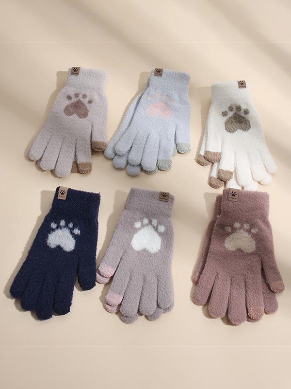 Fuzzy Cartoon Claw Touch Screen Gloves