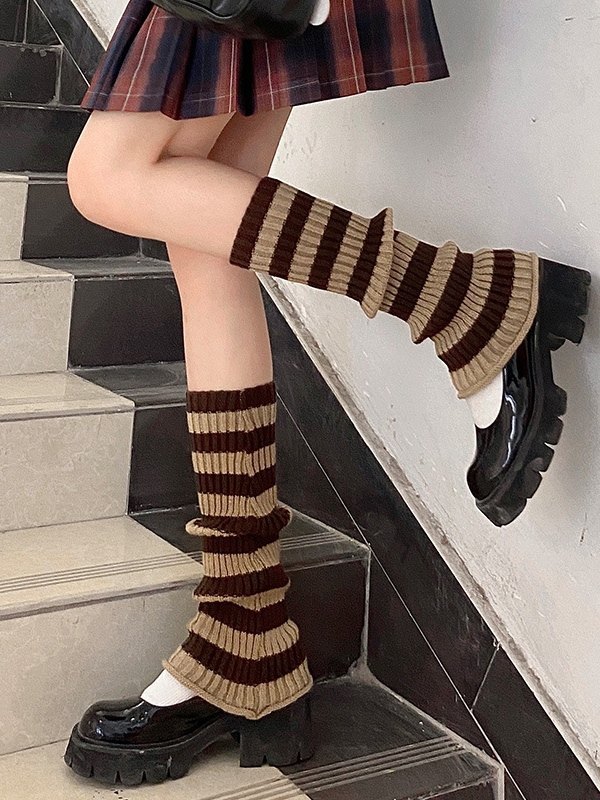 Vintage Striped Knitted Leg Warmer