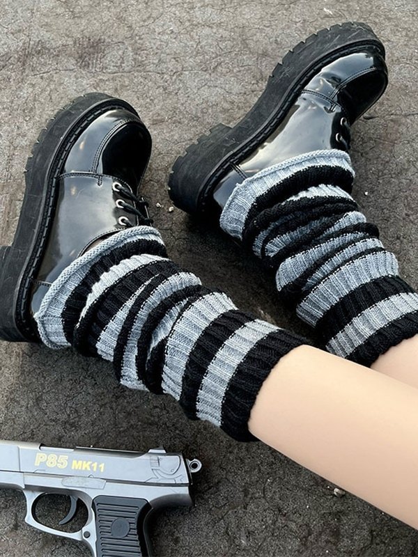 Vintage Striped Knitted Leg Warmer