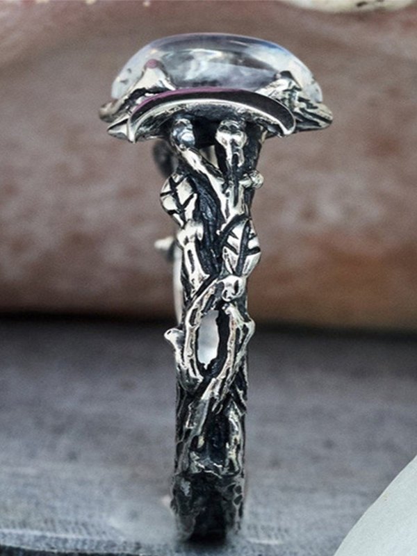 Stone Embellished Crescent Moon Ring