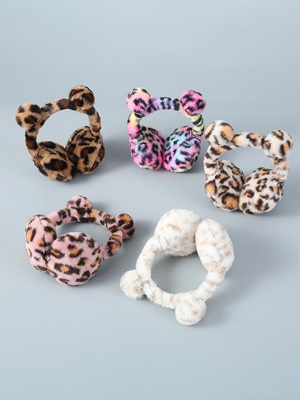 Foldable Leopard Pattern Fuzzy Earmuffs