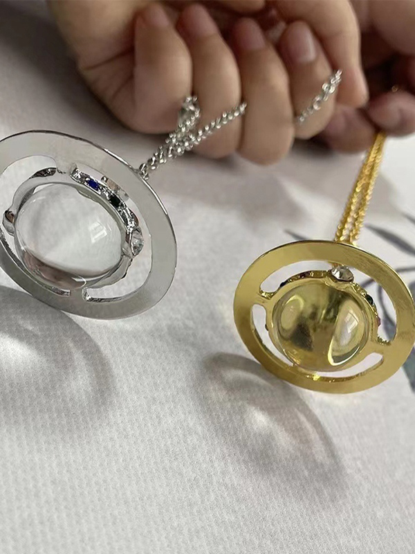 Rhinestone Planet Pendant Necklace