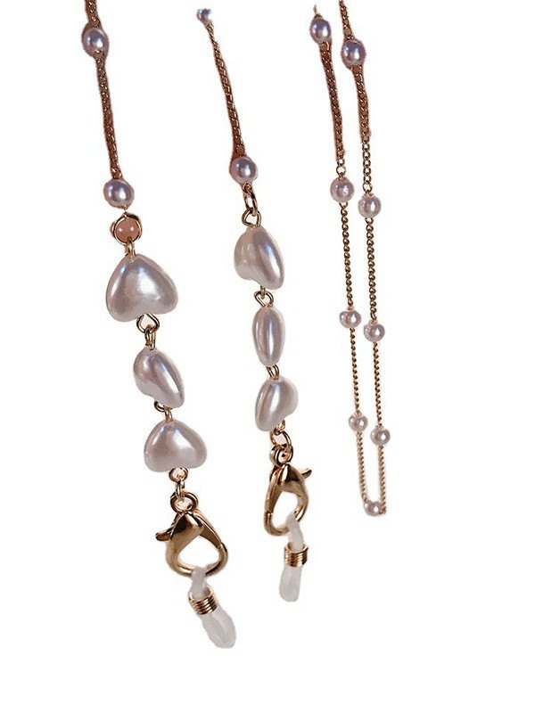 Heart Pattern Faux Pearl Eye Glasses Chain