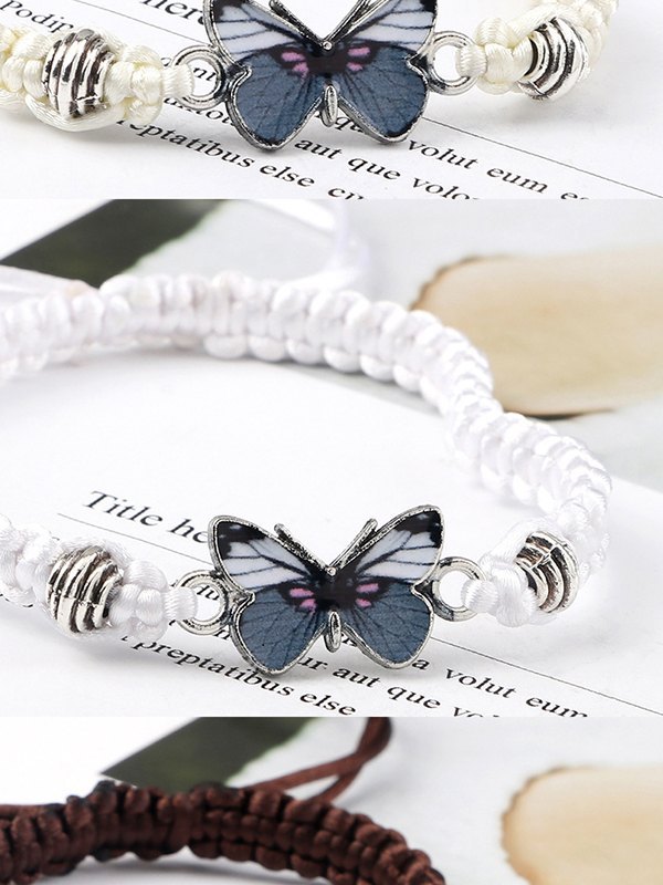 Butterfly Charm Braided Rope Bracelet