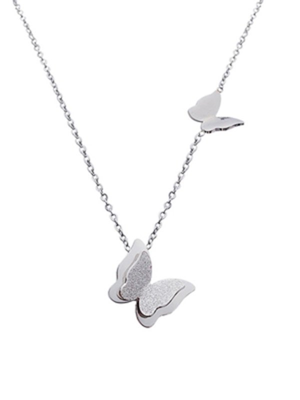 Layered Butterfly Charm Necklace