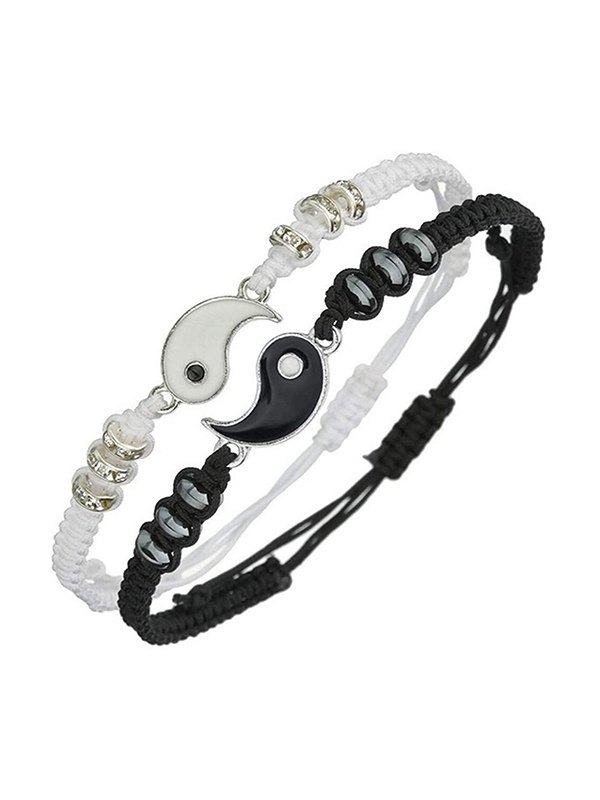 2pcs Taichi Pendant Braided Rope Bracelet