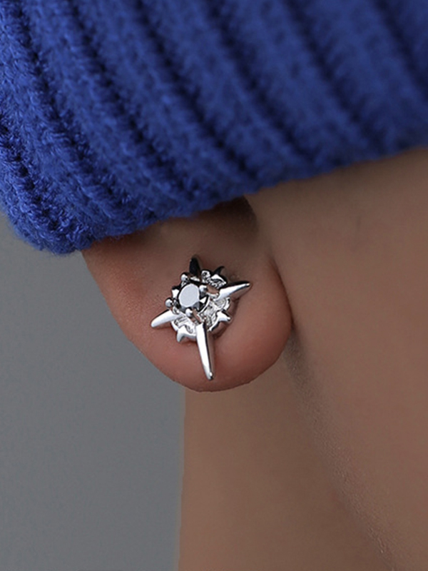 1Pc Men’s Zircon Star Magnetic Earrings