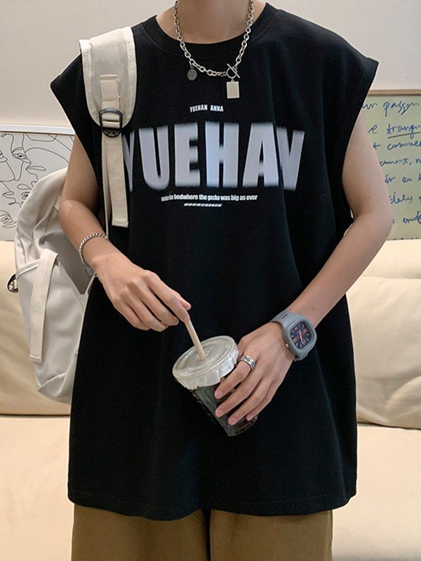 Men’s Black Letter Graphic Vest