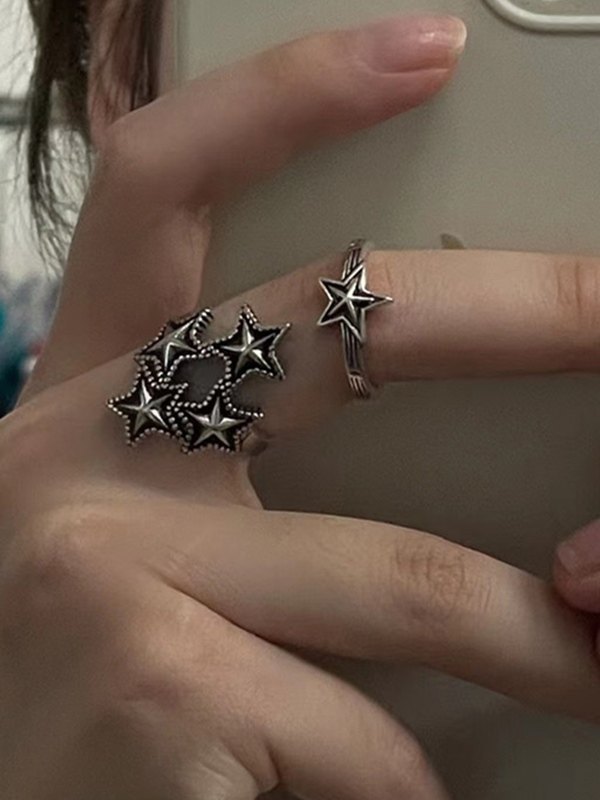 Vintage Silver Star Cuff Ring